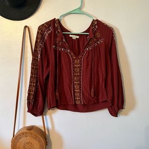 Cropped peasant blouse